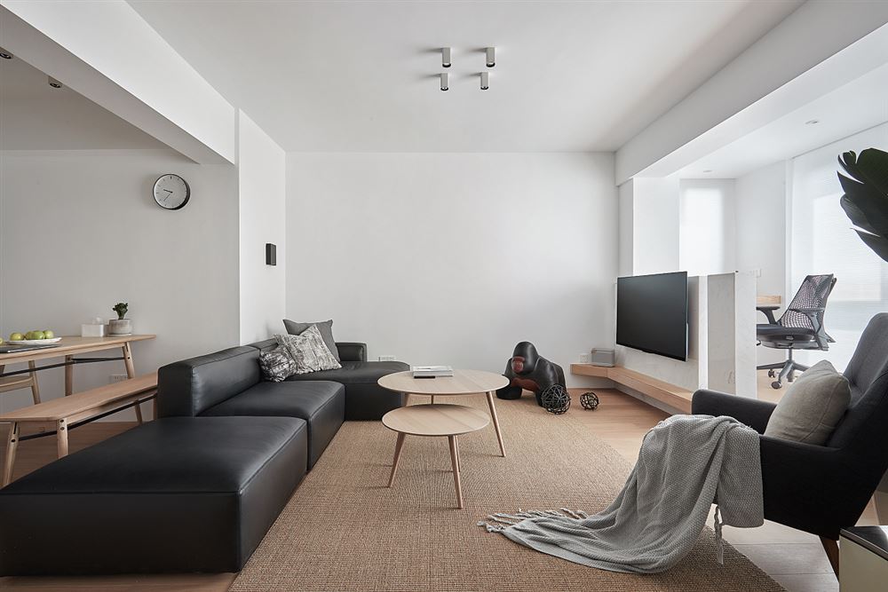 北海装修设计万科金域中央108平方米三居-现代极简风格室内家装案例效果图